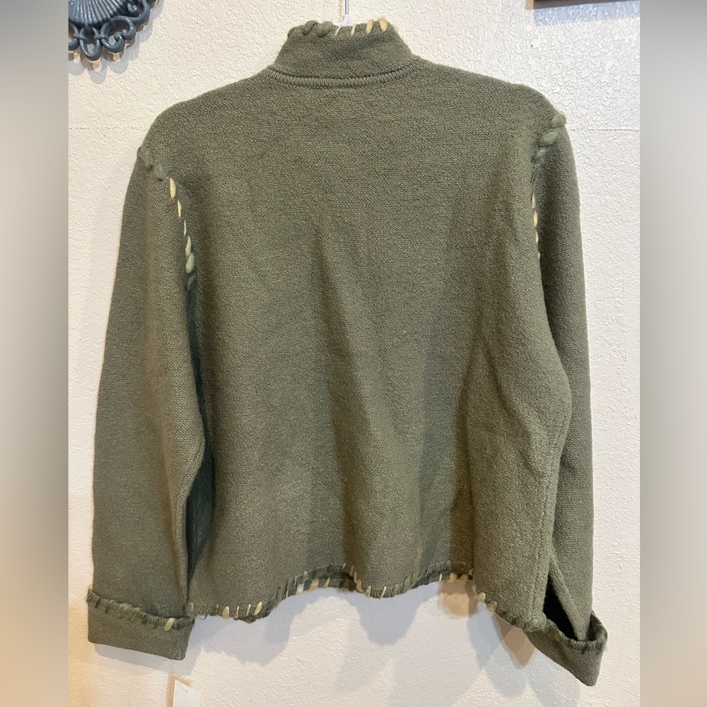 Nordic Design Wool Blend Cardigan Sweater Embroidered Floral Boho Cottagecore - Picture 12 of 14